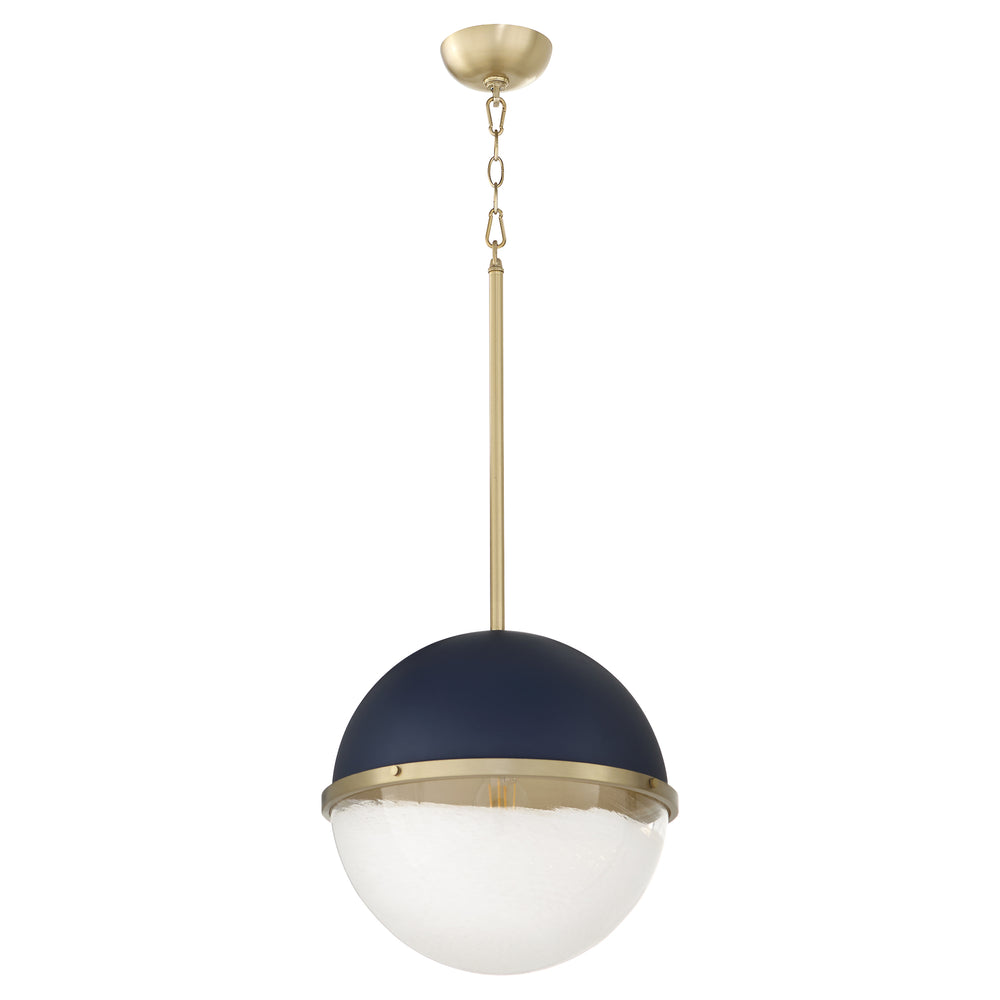 1-light Pendant Blue w/ Aged Brass