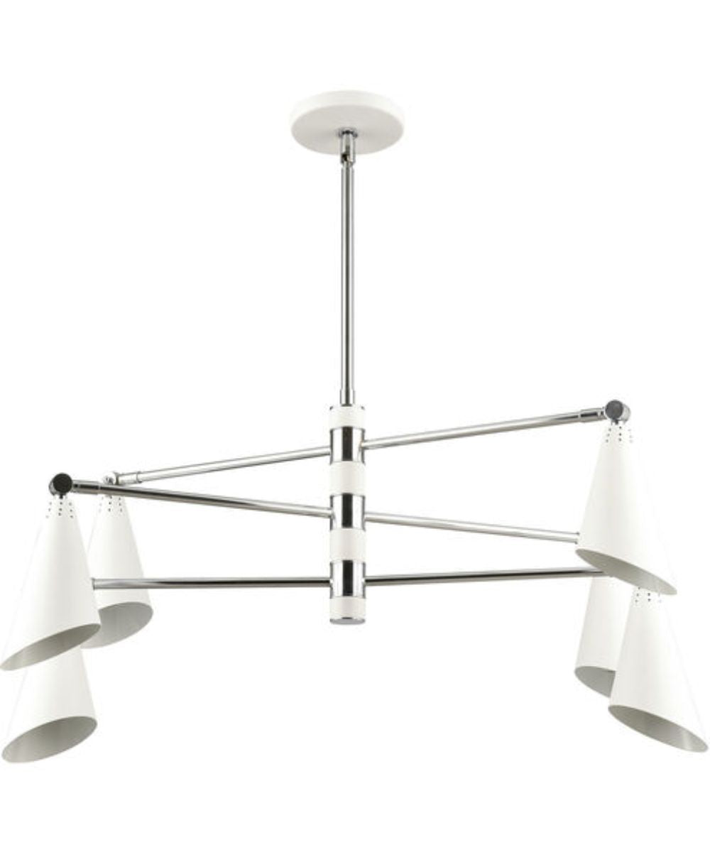 Luca 6-Light chandelier  Polished Chrome / White