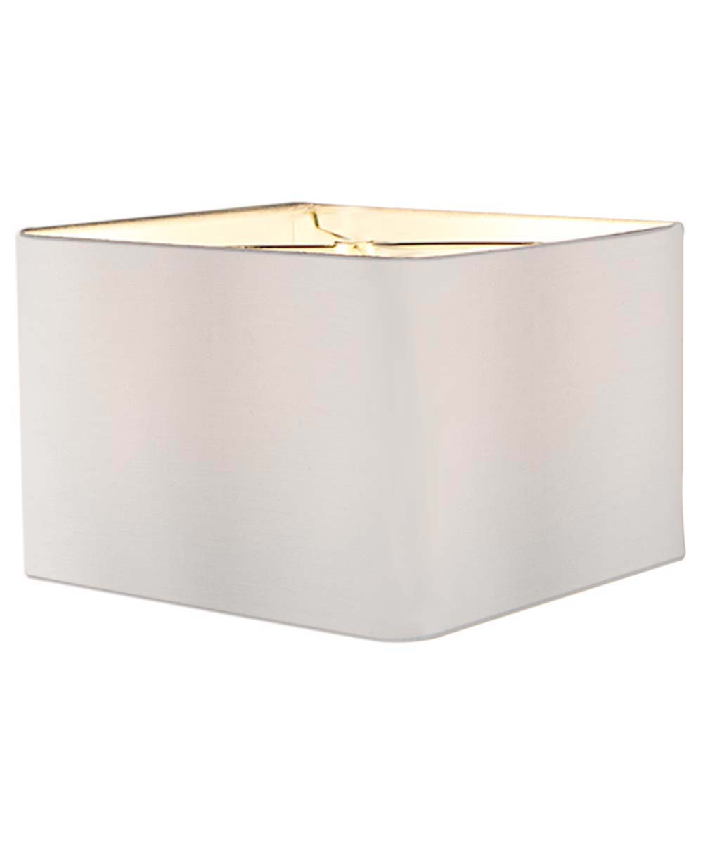 12"x12"x8"  Heartland Rounded Corner Premiere Hardback Square Drum Lampshade, White Linen Fabric