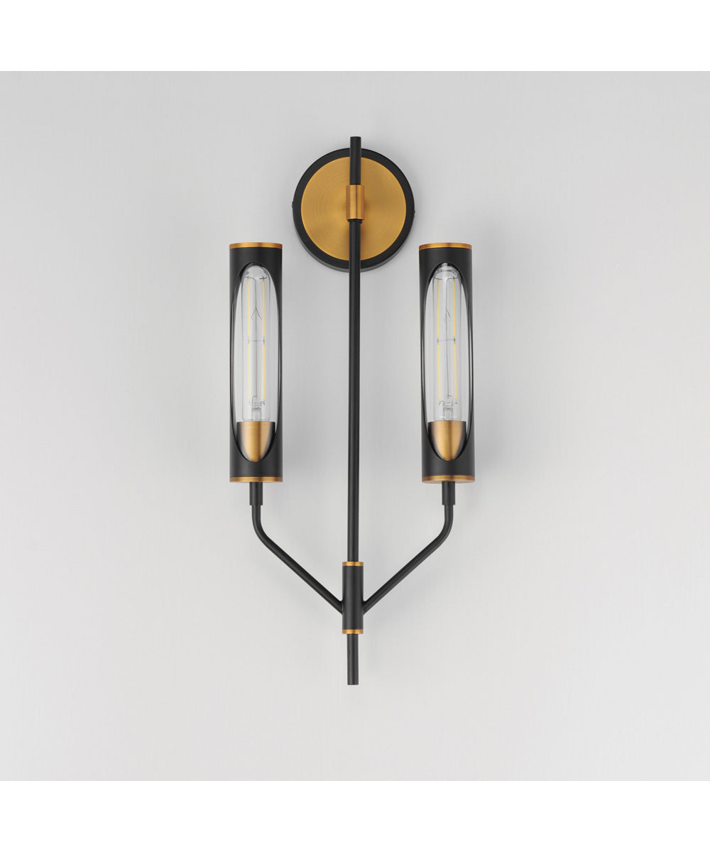 Regent 2-Light Wall Sconce Black / Antique Brass