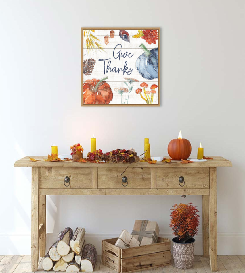 Framed Fall Flair VI Shiplap by Anne Tavoletti Canvas Wall Art Print (22  W x 22  H), Sylvie Maple Frame