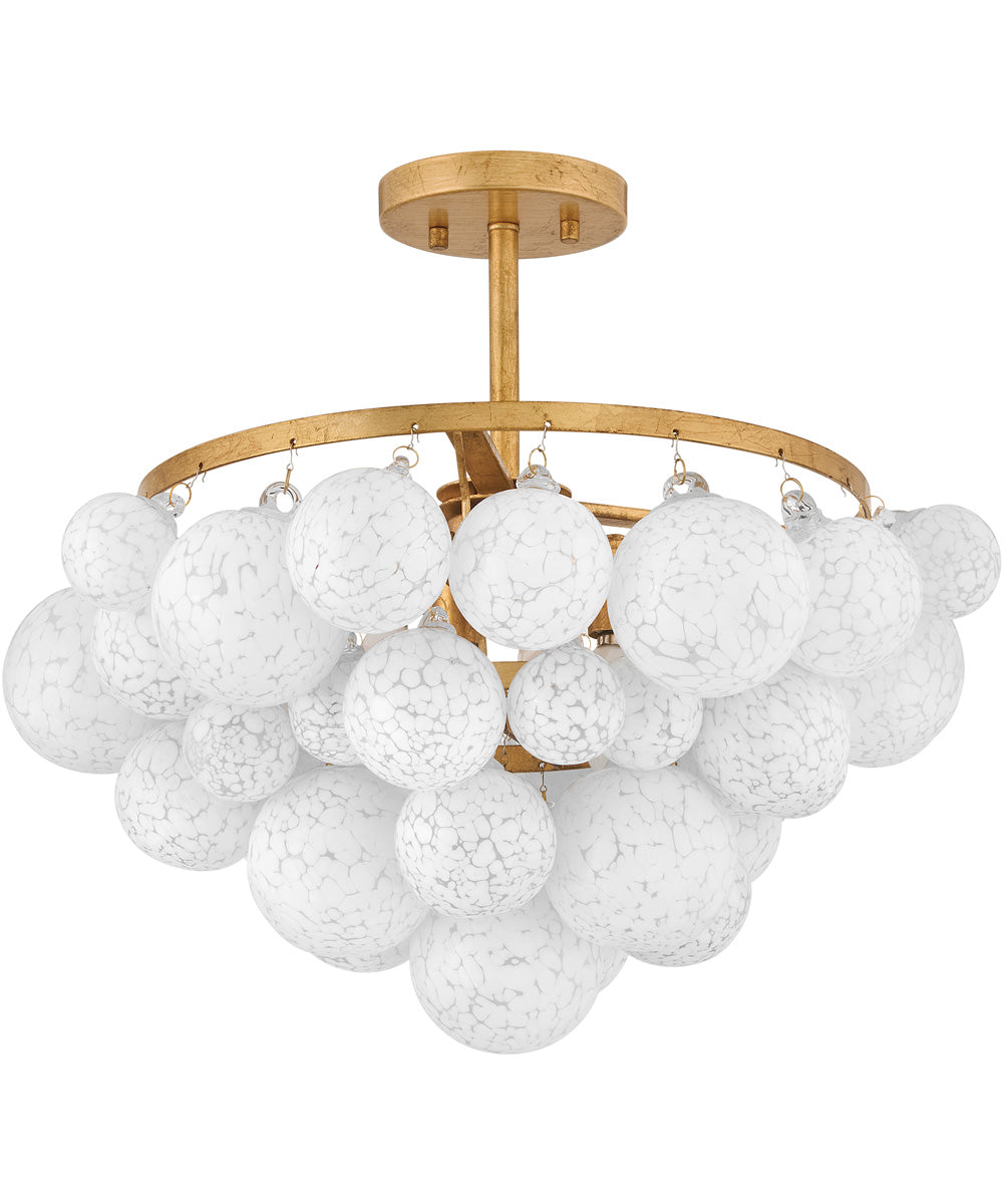 Marabel 4-Light Medium Semi-Flush Mount in Distressed Brass