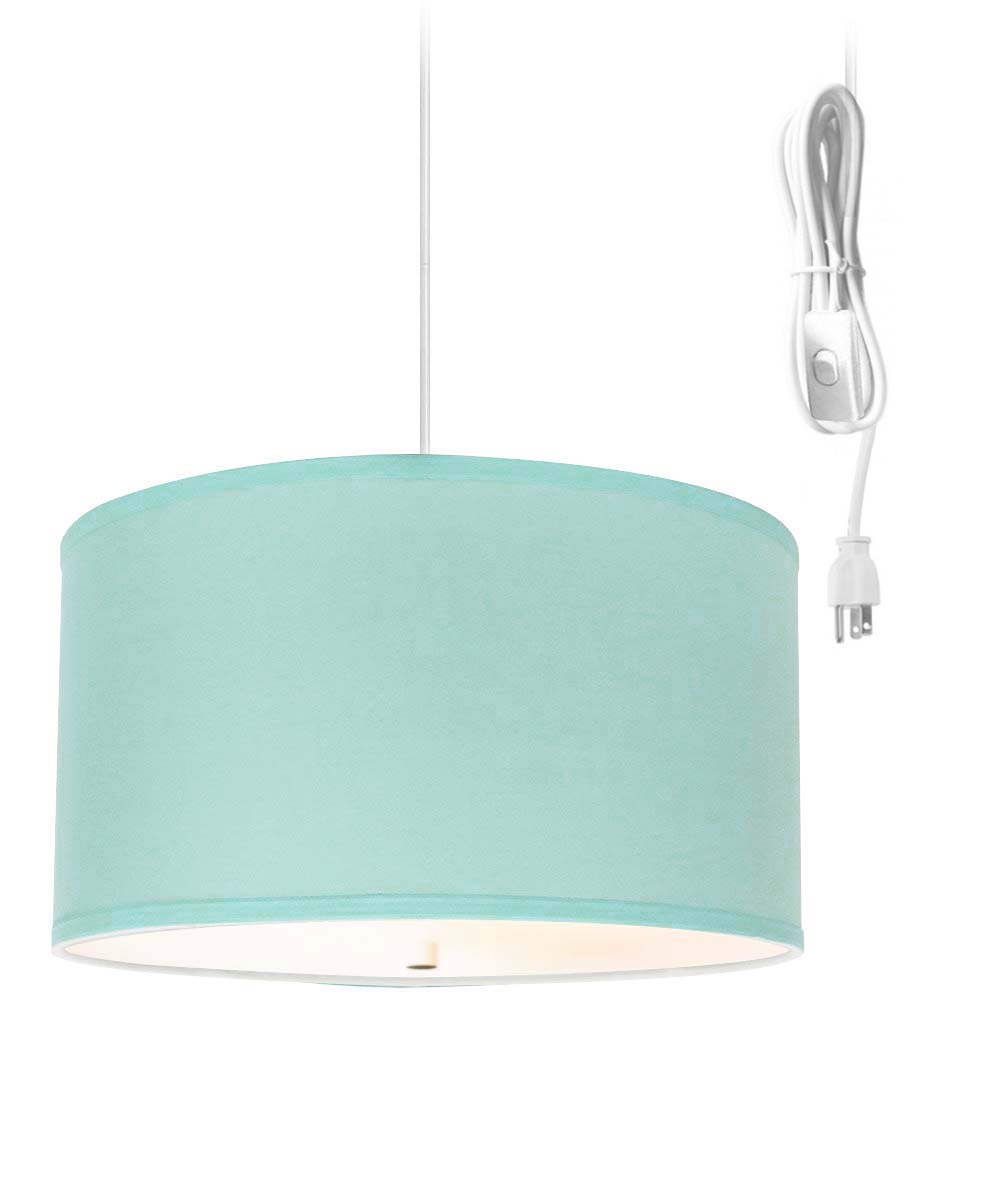 2 Light Swag Plug-In Pendant 18"w Island Paradise Blue with Diffuser, White Cord