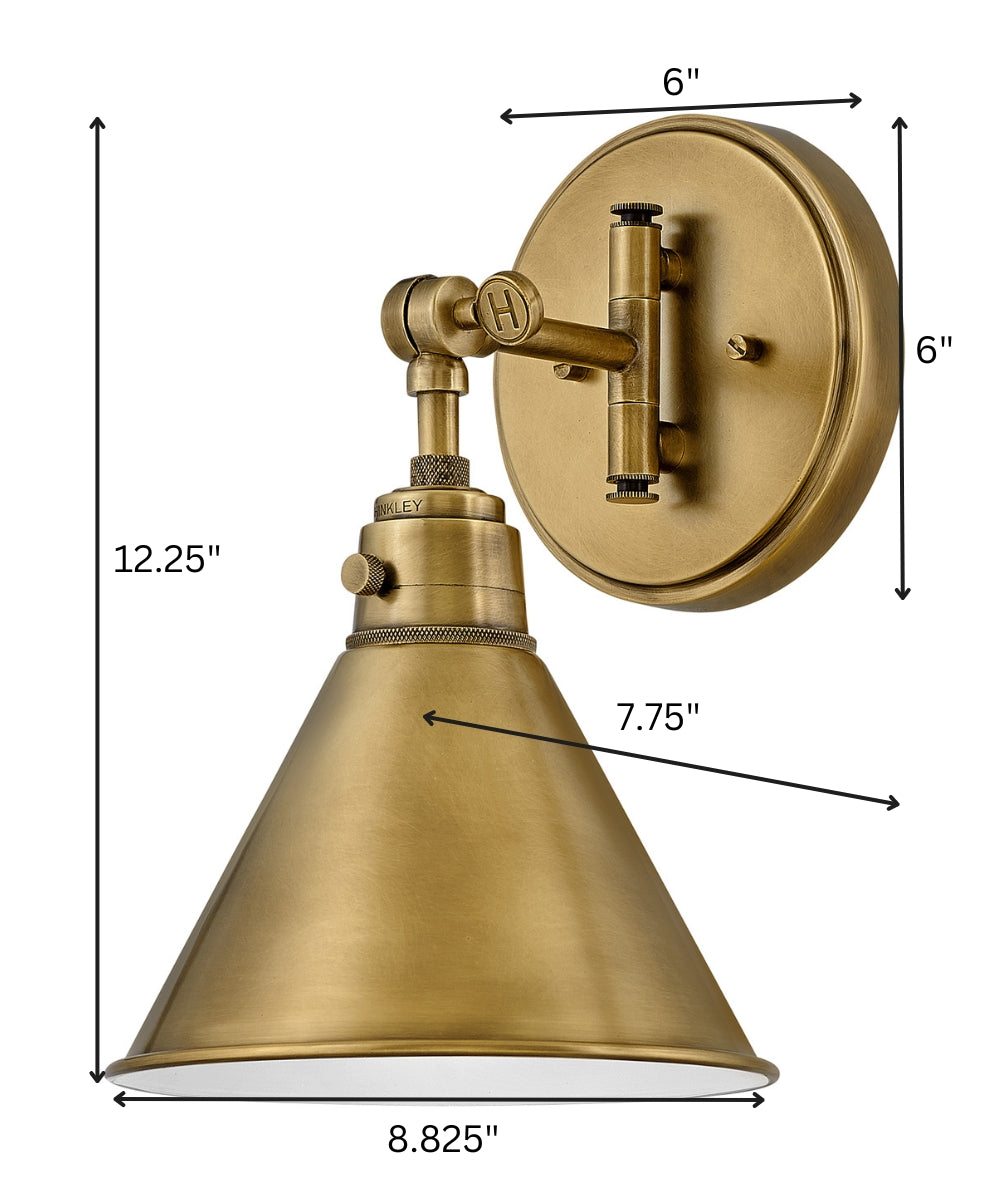 Arti 1-Light Small Single Light Sconce in Heritage Brass