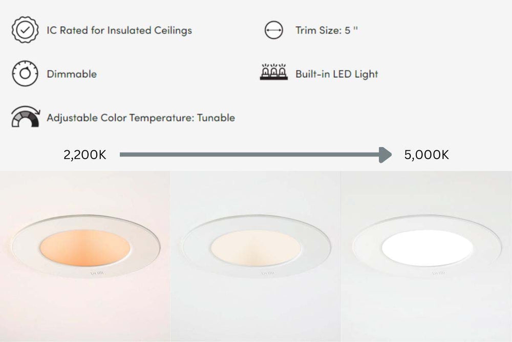 6 Pack - Brilli 5/6 inch LED Recessed Retrofit Downlight, Dimmable, Color Tunable