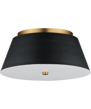 Miles 16 inch LED Flush Mount Black / Natural Aged Brass