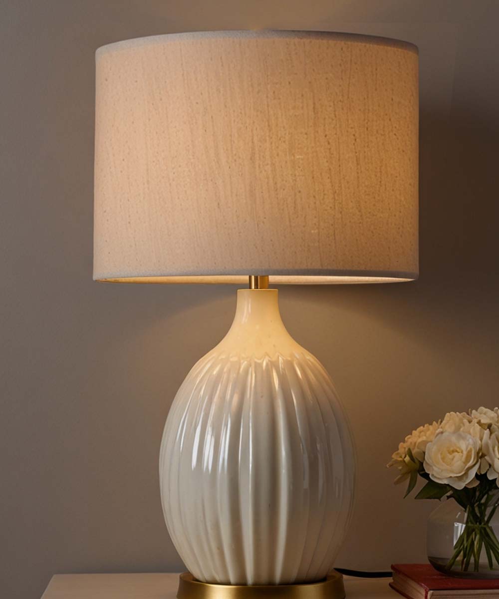 14x14x7" CLIP-ON FITTER Textured Oatmeal Hardback Drum Lampshade