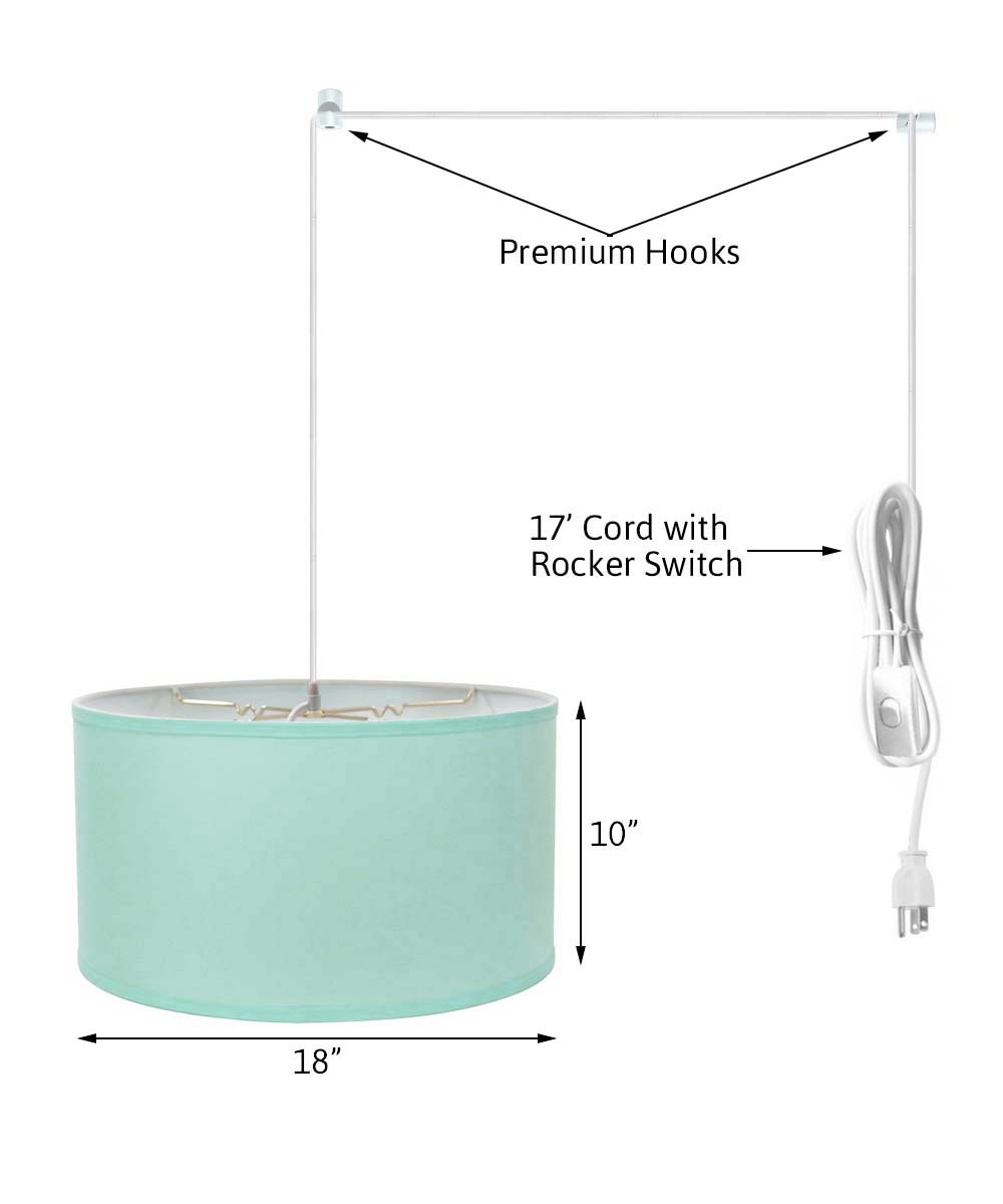 2 Light Swag Plug-In Pendant 18"w Island Paradise Blue with Diffuser, White Cord