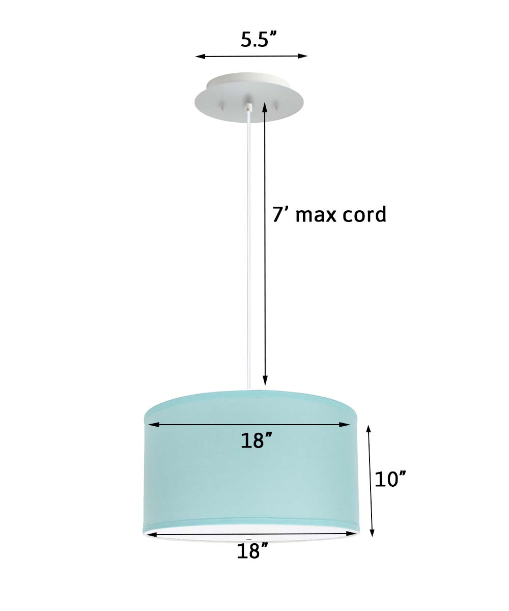 18" W 2 Light Pendant Island Paradise Blue Shade with Diffuser, White Cord