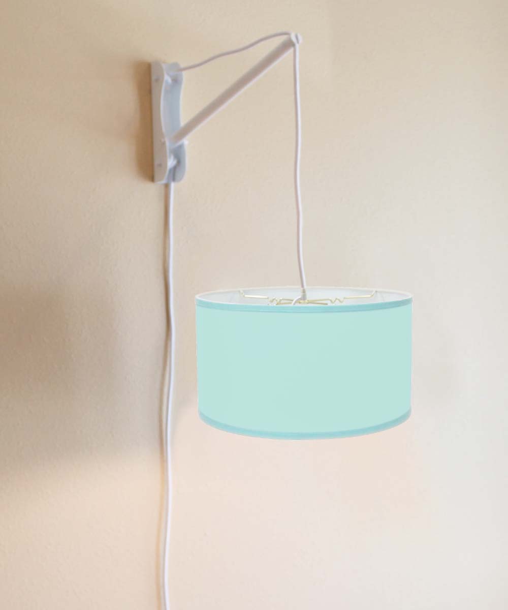 MAST Plug-In Wall Mount Pendant, 2 Light White Cord/Arm with Diffuser, Island Paradise Blue Shade 18x18x10