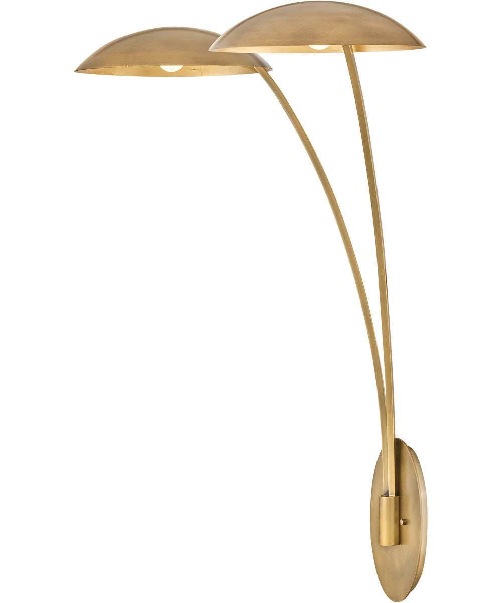 Glenn 2-Light Large Two Light Sconce in Heritage Brass