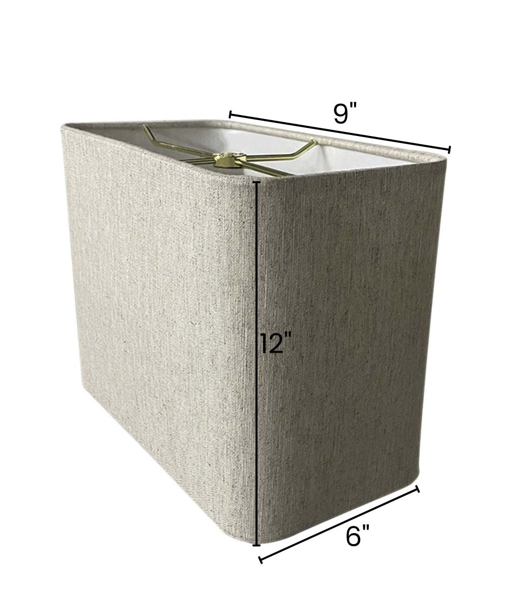 Rectangular Rounded Corner Premiere Hardback Small Lampshade Textured Oatmeal (6.5x12) (6.5x12) x 9