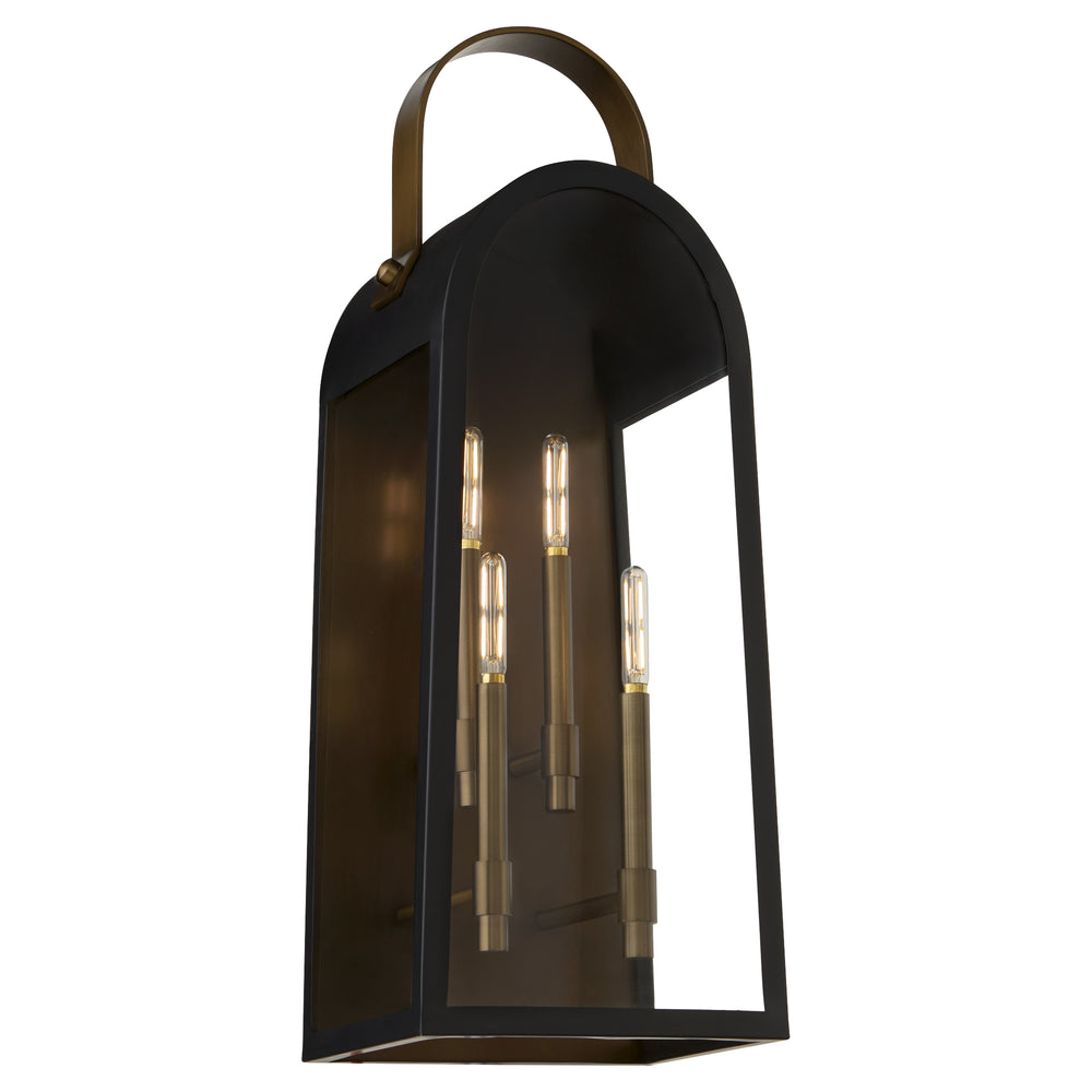 Rossi 4-light Wall Mount Light Fixture Matte Black w/ Aged Copper