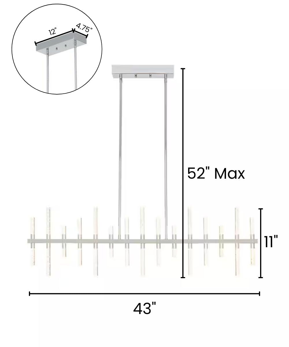 Alsy 43"W Modern Chic LED Chrome Finish Island Pendant Dining Light Fixture