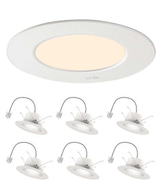 6 Pack - Brilli 5/6 inch LED Recessed Retrofit Downlight, Dimmable, Color Tunable