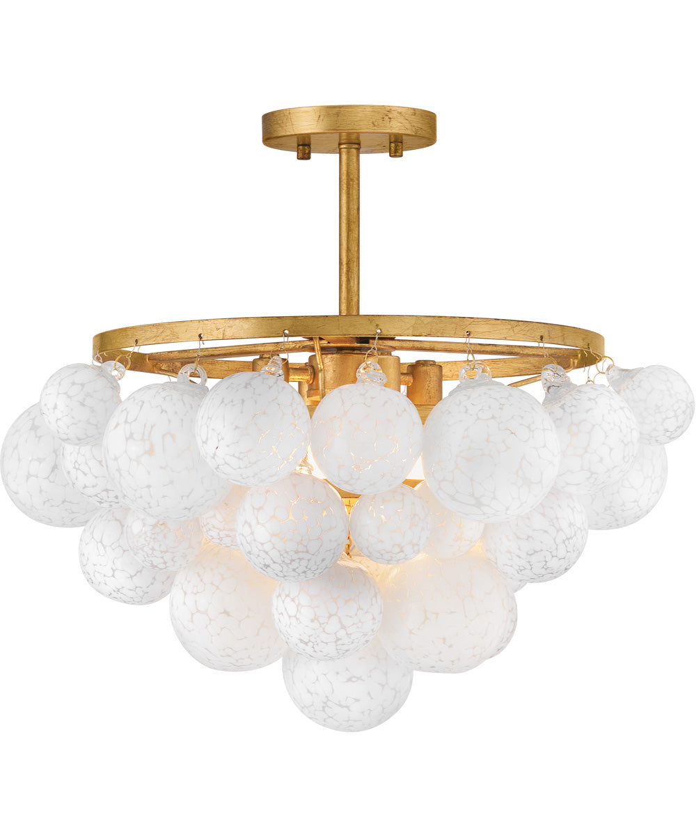 Marabel 4-Light Medium Semi-Flush Mount in Distressed Brass