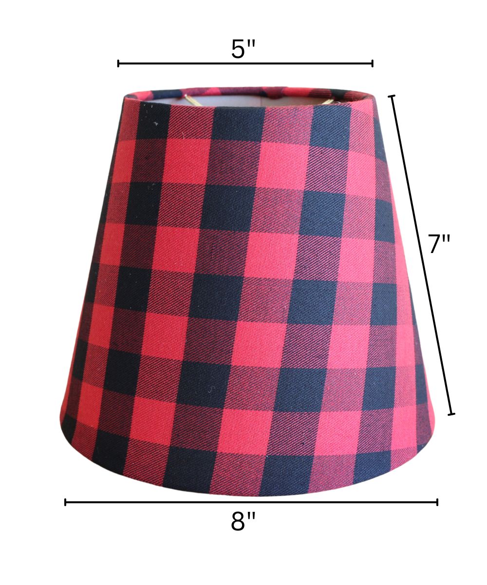 5"x8"x7” Heartland Hardback Empire Edson Clip On Lampshade, Lumberjack Buffalo Flannel Fabric