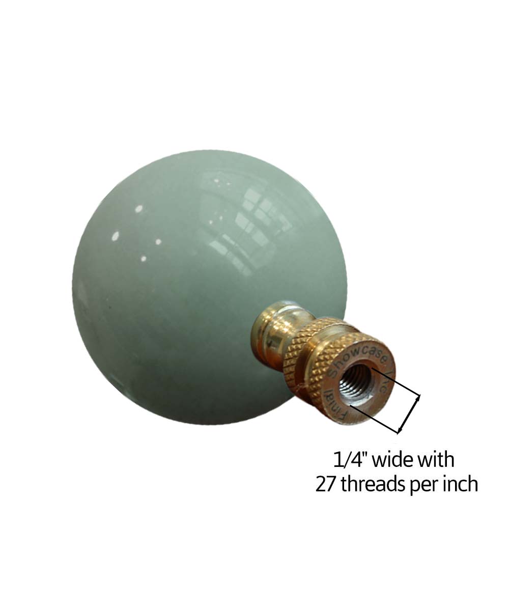 Ceramic 45mm Sage Green Ball Polished Brass Lamp Finial 2.5"h