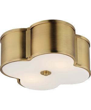 Clover 2-Light Flush Mount Natural Aged Brass