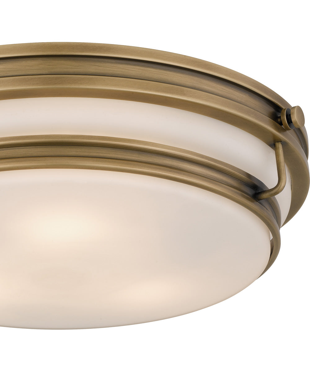 Quoizel Flush Mount Medium 3-light Flush Mount Weathered Brass