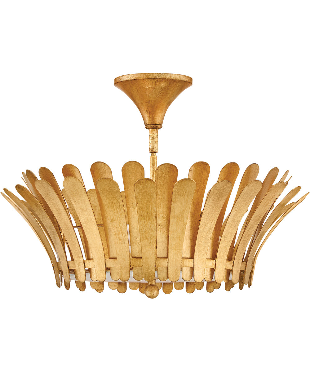 Reina 3-Light Medium Semi-Flush Mount in Distressed Brass