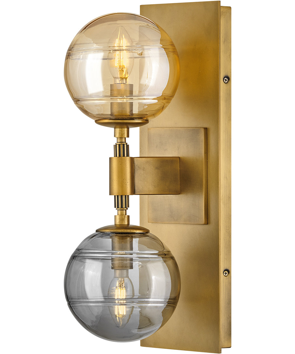 Oberon 2-Light Medium Two Light Sconce in Heritage Brass