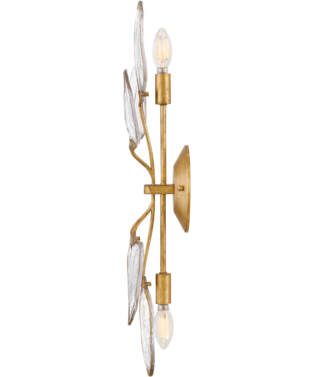 Amira 2-Light Large Two Light Sconce in Distressed Brass