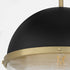 1-light Pendant Textured Black w/ Aged Brass