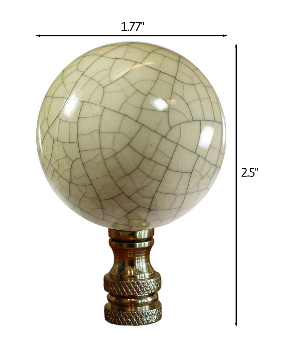 Crackle Ceramic 45mm Ball Lamp Finial Eggshell Finish