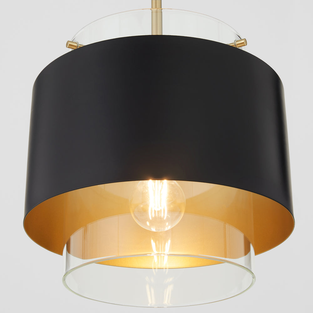 1-light Pendant Matte Black/Aged Brass