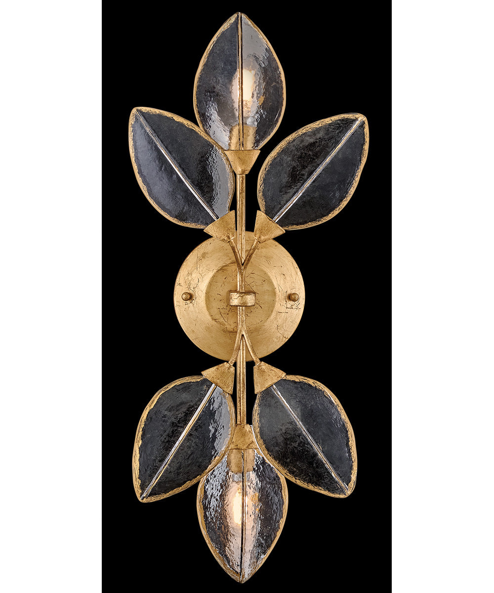 Amira 2-Light Large Two Light Sconce in Distressed Brass