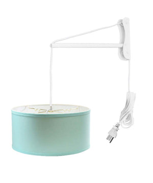 MAST Plug-In Wall Mount Pendant, 2 Light White Cord/Arm with Diffuser, Island Paradise Blue Shade 14x14x07