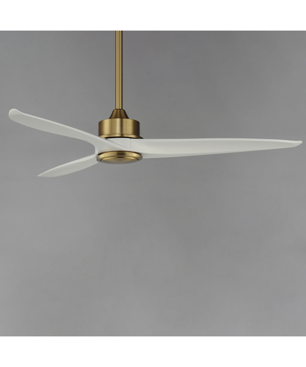 Woodwind 52 inch Solid Wood Blade Fan w LED Light Kit Natural Aged Brass