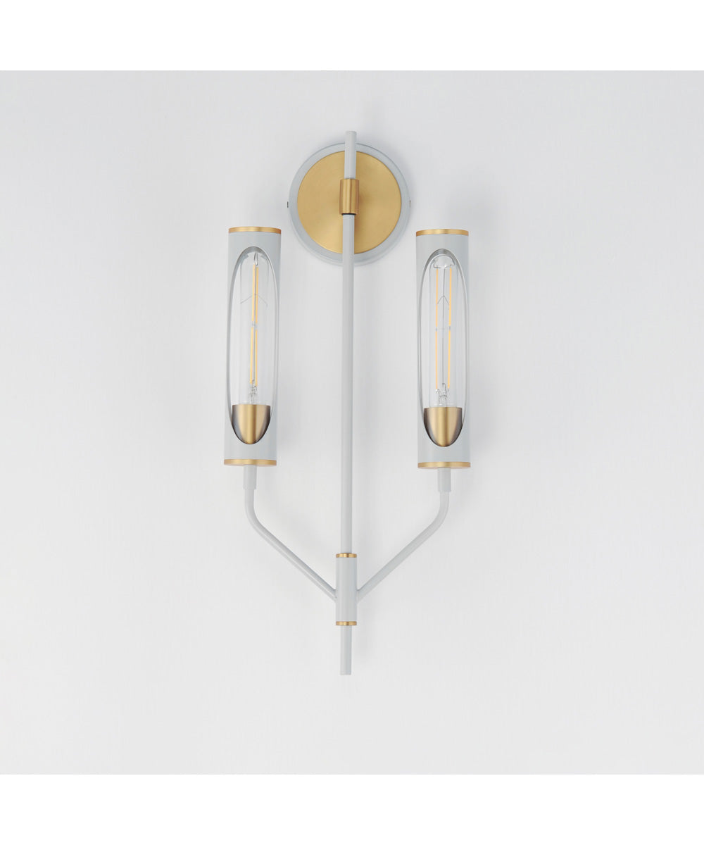 Regent 2-Light Wall Sconce Light French Gray / Natural Aged Brass