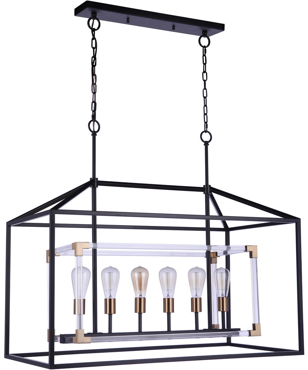 Aaron 6-Light Lighting Flat Black/Satin Brass