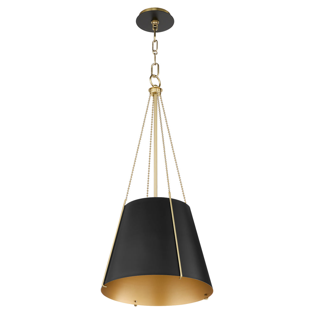 Denise 1-light Pendant Matte Black w/ Aged Brass