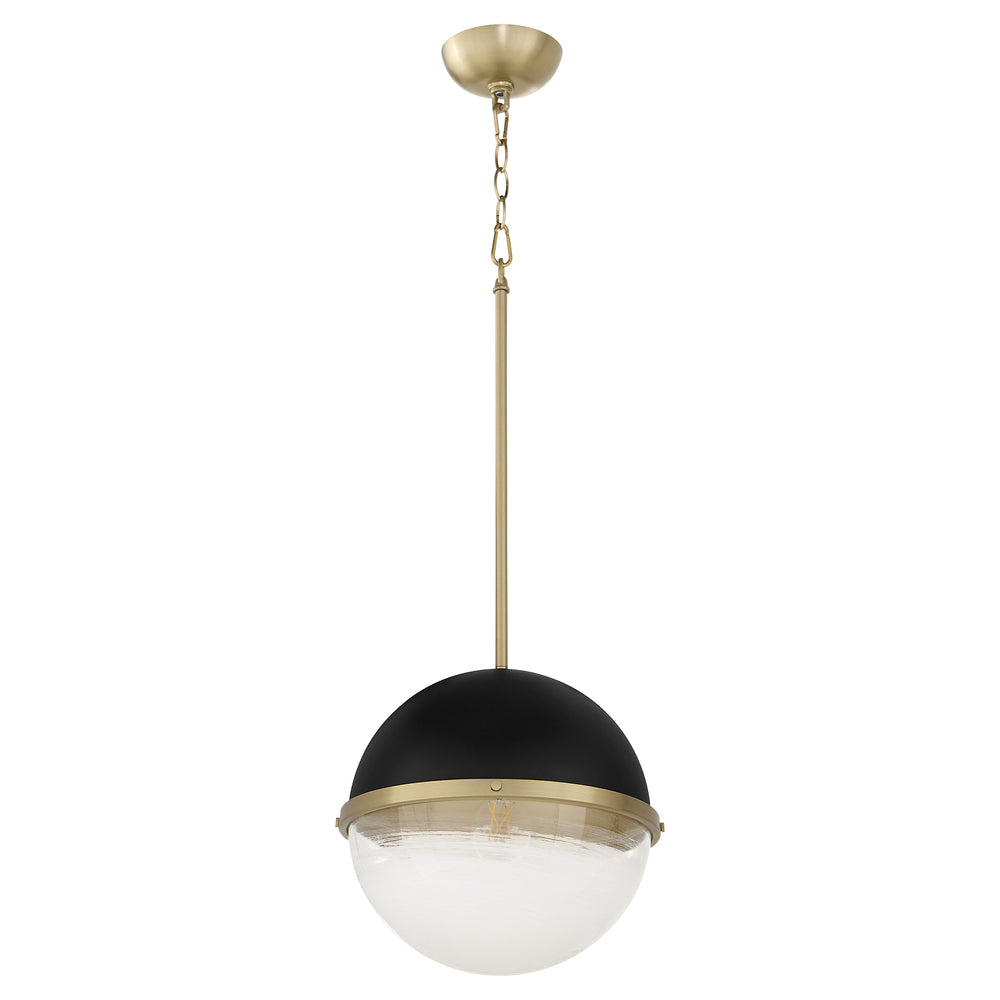 1-light Pendant Textured Black w/ Aged Brass