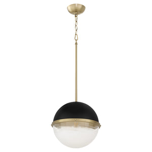 1-light Pendant Textured Black w/ Aged Brass