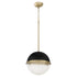 1-light Pendant Textured Black w/ Aged Brass