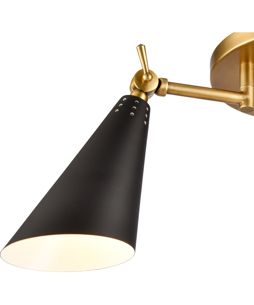 Luca 29'' Wide 3-Light Flush Mount - Natural Brass/Black