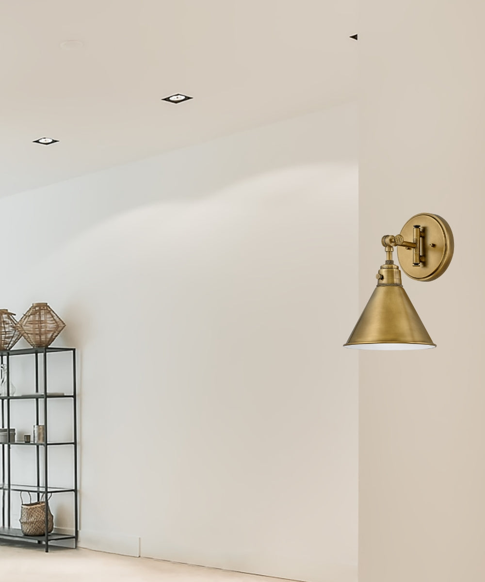 Arti 1-Light Small Single Light Sconce in Heritage Brass