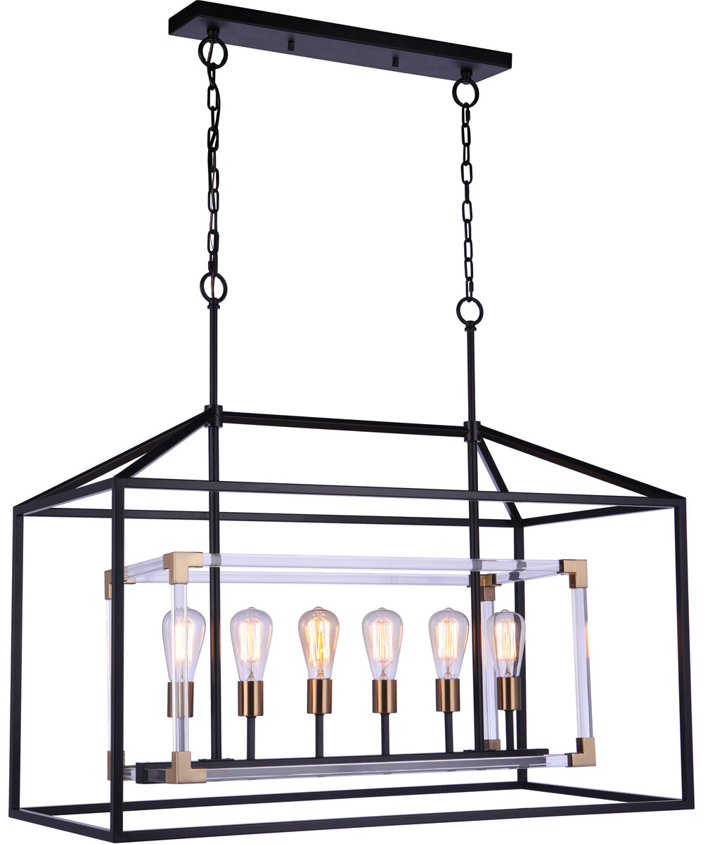 Aaron 6-Light Lighting Flat Black/Satin Brass