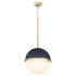 1-light Pendant Blue w/ Aged Brass