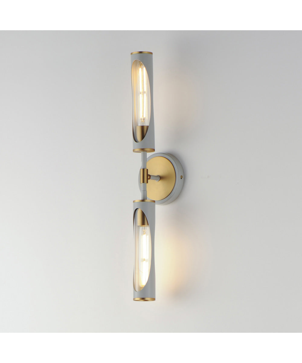 Regent 2-Light Bath Vanity Light French Gray / Natural Aged Brass