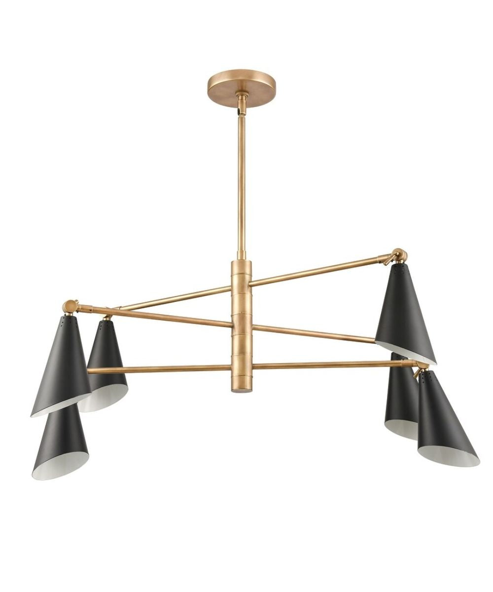 Luca 6-Light chandelier  Natural Brass / Matte Black