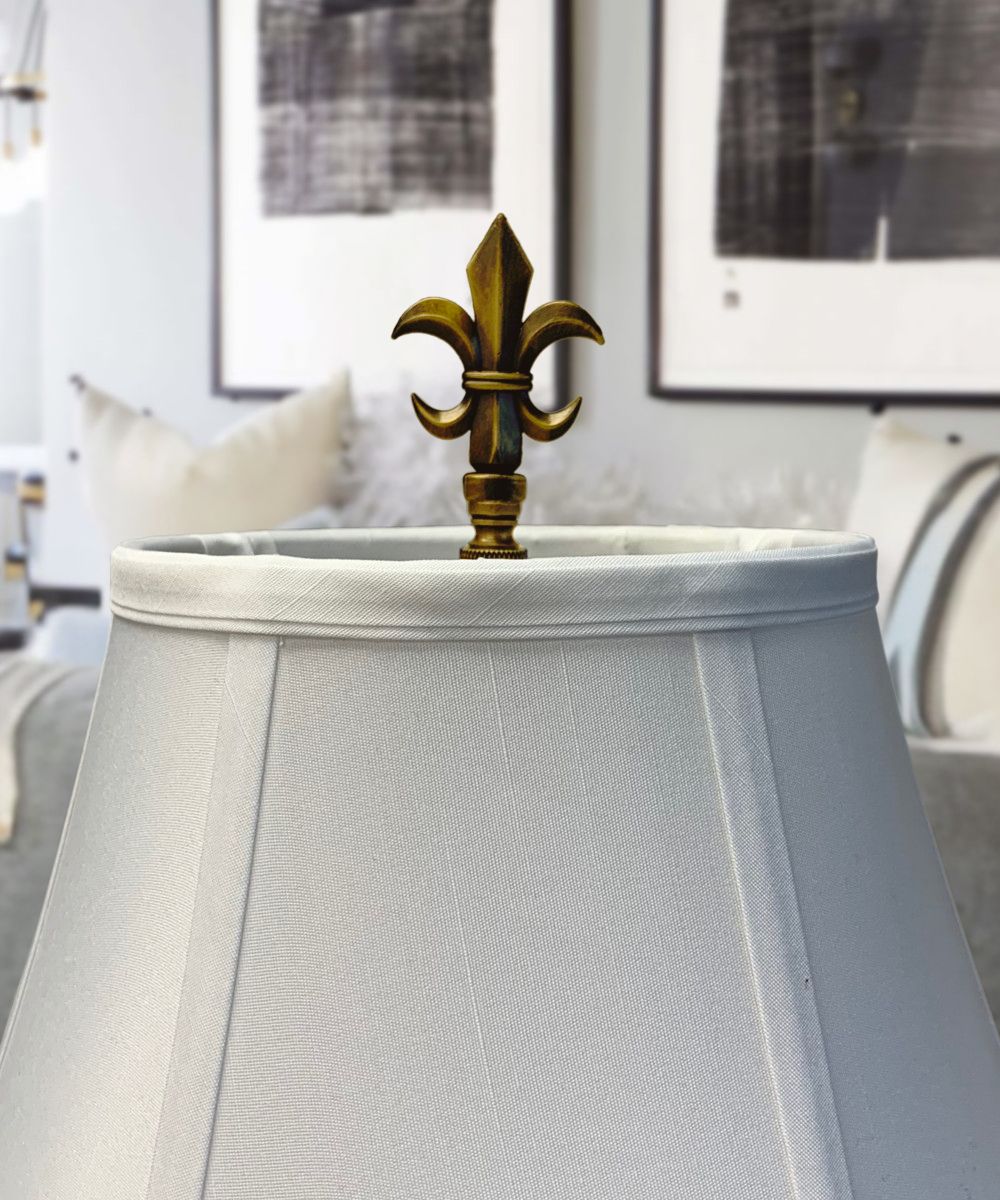 Fleur De Lis Antique Brass Lamp Finial 3.2"h