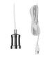 Bare Bulb Pendant Brushed Nickel, 17' White/Gray weave Plug In Swag Light by Home Concept