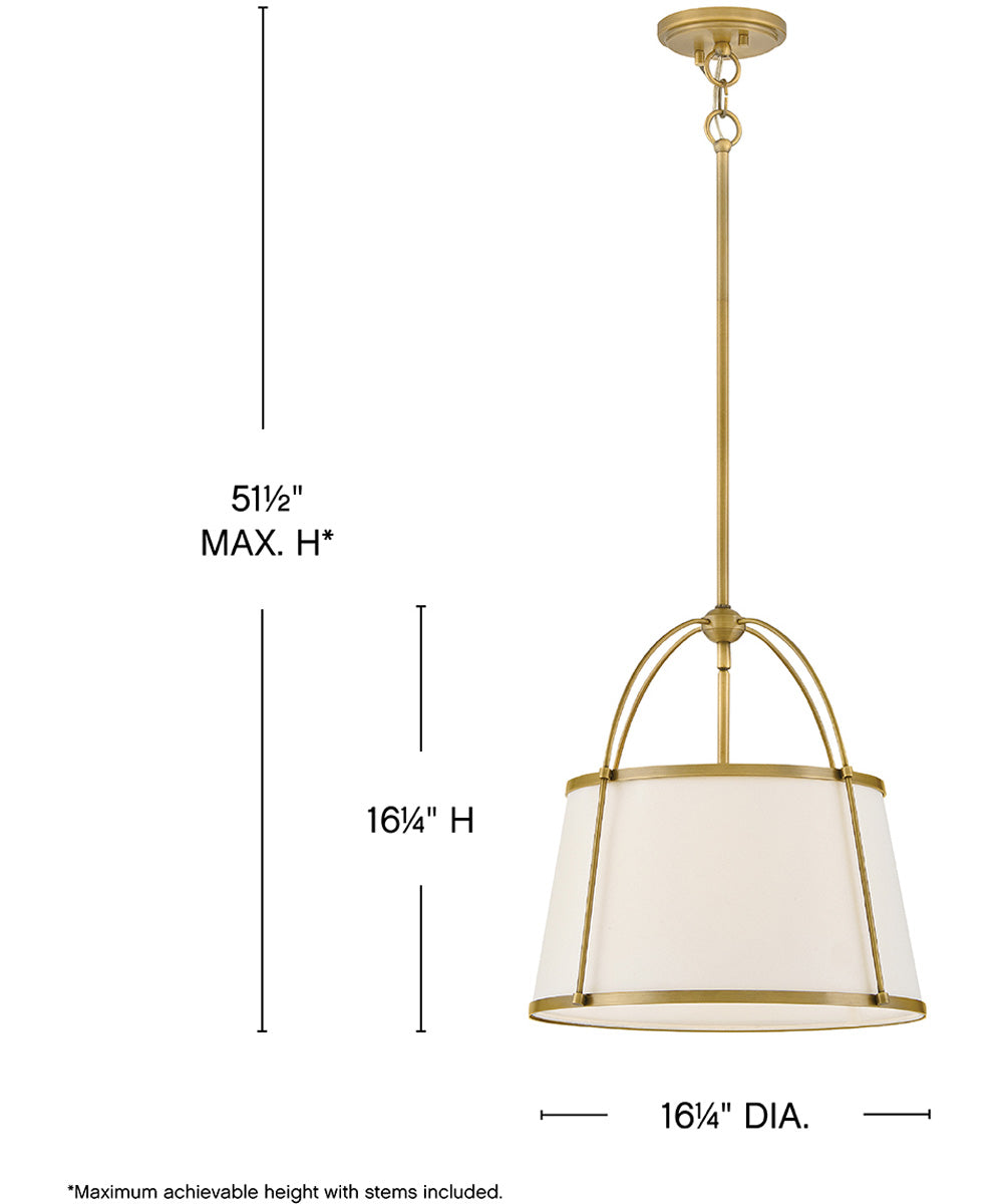 Clarke 1-Light Large Drum Pendant in Lacquered Dark Brass