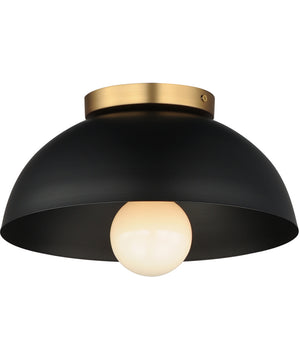 Thelonious 12 inch Flush Mount Black / Natural Aged Brass