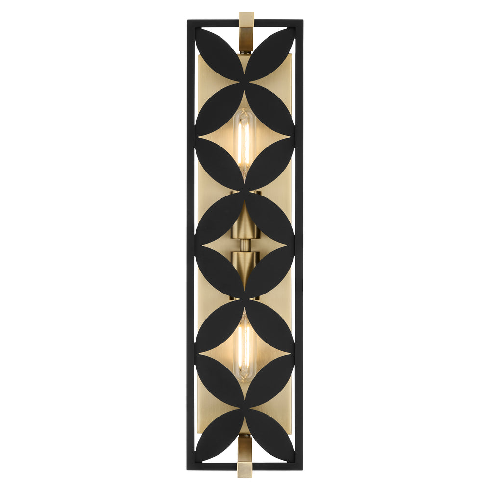 Mariposa 2-light Bath Vanity Light Matte Black w/Aged Brass